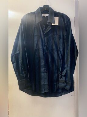 Milestone Long Sleeve Dress Shirt-Navy with Black Contast